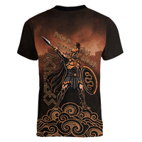 Achilles Iliad Greek Hero Legend Women V-Neck T-Shirt Trojan War Spartan Warrior Spear Graphic Art