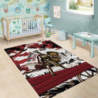 Hector Iliad Stood For Troy Area Rug Ancient Greek Trojan Prince Hector Sword Shield Battle