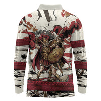 Hector Iliad Stood For Troy Long Sleeve Polo Shirt Ancient Greek Trojan Prince Hector Sword Shield Battle