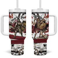 Hector Iliad Stood For Troy Tumbler With Handle Ancient Greek Trojan Prince Hector Sword Shield Battle
