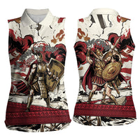Hector Iliad Stood For Troy Women Sleeveless Polo Shirt Ancient Greek Trojan Prince Hector Sword Shield Battle