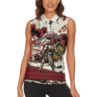 Hector Iliad Stood For Troy Women Sleeveless Polo Shirt Ancient Greek Trojan Prince Hector Sword Shield Battle