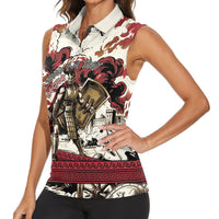 Hector Iliad Stood For Troy Women Sleeveless Polo Shirt Ancient Greek Trojan Prince Hector Sword Shield Battle