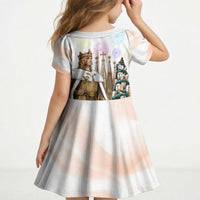 La Merce Festival Barcelona Kid Short Sleeve Dress Catalan Culture Sagrada Familia Castellers