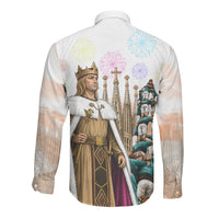 La Merce Festival Barcelona Long Sleeve Button Shirt Catalan Culture Sagrada Familia Castellers