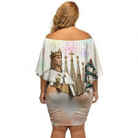 La Merce Festival Barcelona Off Shoulder Short Dress Catalan Culture Sagrada Familia Castellers