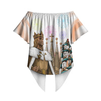 La Merce Festival Barcelona Off Shoulder Wrap Waist Top Catalan Culture Sagrada Familia Castellers