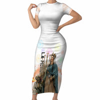 La Merce Festival Barcelona Short Sleeve Bodycon Dress Catalan Culture Sagrada Familia Castellers