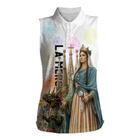 La Merce Festival Barcelona Women Sleeveless Polo Shirt Catalan Culture Sagrada Familia Castellers