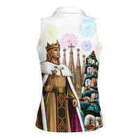 La Merce Festival Barcelona Women Sleeveless Polo Shirt Catalan Culture Sagrada Familia Castellers