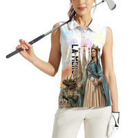 La Merce Festival Barcelona Women Sleeveless Polo Shirt Catalan Culture Sagrada Familia Castellers