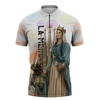 La Merce Festival Barcelona Zipper Polo Shirt Catalan Culture Sagrada Familia Castellers