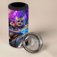 Cat Riding Shark In Space 4 in 1 Can Cooler Tumbler Funny Cosmic Laser Cat And Shark Surreal Sci-Fi