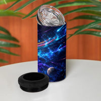 Cat Riding Shark In Space 4 in 1 Can Cooler Tumbler Funny Cosmic Laser Cat And Shark Surreal Sci-Fi