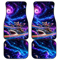 Cat Riding Shark In Space Car Mats Funny Cosmic Laser Cat And Shark Surreal Sci-Fi