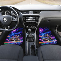 Cat Riding Shark In Space Car Mats Funny Cosmic Laser Cat And Shark Surreal Sci-Fi