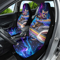 Cat Riding Shark In Space Car Seat Cover Funny Cosmic Laser Cat And Shark Surreal Sci-Fi