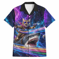 Cat Riding Shark In Space Hawaiian Shirt Funny Cosmic Laser Cat And Shark Surreal Sci-Fi