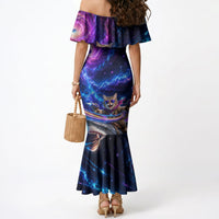 Cat Riding Shark In Space Mermaid Dress Funny Cosmic Laser Cat And Shark Surreal Sci-Fi
