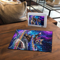 Cat Riding Shark In Space Puzzle Funny Cosmic Laser Cat And Shark Surreal Sci-Fi