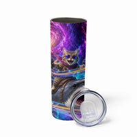 Cat Riding Shark In Space Skinny Tumbler Funny Cosmic Laser Cat And Shark Surreal Sci-Fi