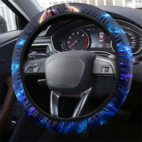 Cat Riding Shark In Space Steering Wheel Cover Funny Cosmic Laser Cat And Shark Surreal Sci-Fi