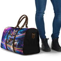 Cat Riding Shark In Space Travel Bag Funny Cosmic Laser Cat And Shark Surreal Sci-Fi