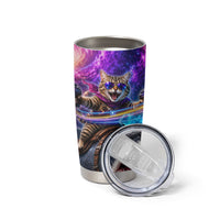 Cat Riding Shark In Space Tumbler Cup Funny Cosmic Laser Cat And Shark Surreal Sci-Fi