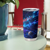 Cat Riding Shark In Space Tumbler Cup Funny Cosmic Laser Cat And Shark Surreal Sci-Fi