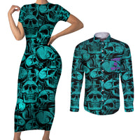 Three 6 Mafia Skull Couples Matching Short Sleeve Bodycon Dress and Long Sleeve Button Shirts Three 6 Mafia - Wonder Print Shop