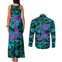 Three 6 Mafia Skull Couples Matching Tank Maxi Dress and Long Sleeve Button Shirts Three 6 Mafia - Wonder Print Shop