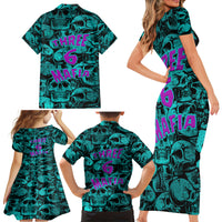 Three 6 Mafia Skull Family Matching Short Sleeve Bodycon Dress and Hawaiian Shirt Three 6 Mafia - Wonder Print Shop