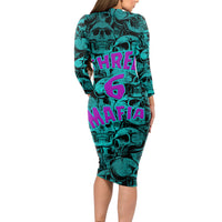 Three 6 Mafia Skull Long Sleeve Bodycon Dress Three 6 Mafia - Wonder Print Shop