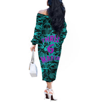 Three 6 Mafia Skull Off The Shoulder Long Sleeve Dress Three 6 Mafia - Wonder Print Shop