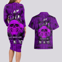 Skull Pattern Couples Matching Long Sleeve Bodycon Dress and Hawaiian Shirt I Am Who I Am Your Approval Isn't Needed - Wonder Print Shop