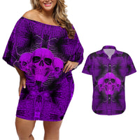 Skull Pattern Couples Matching Off Shoulder Short Dress and Hawaiian Shirt I Am Who I Am Your Approval Isn't Needed - Wonder Print Shop