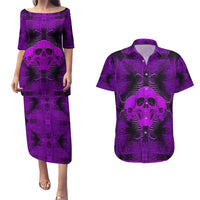 Skull Pattern Couples Matching Puletasi Dress and Hawaiian Shirt I Am Who I Am Your Approval Isn't Needed - Wonder Print Shop