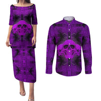 Skull Pattern Couples Matching Puletasi Dress and Long Sleeve Button Shirts I Am Who I Am Your Approval Isn't Needed - Wonder Print Shop