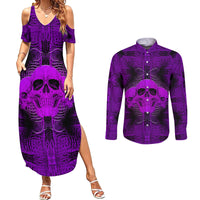 Skull Pattern Couples Matching Summer Maxi Dress and Long Sleeve Button Shirts I Am Who I Am Your Approval Isn't Needed - Wonder Print Shop