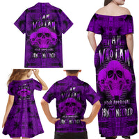 Skull Pattern Family Matching Off Shoulder Maxi Dress and Hawaiian Shirt I Am Who I Am Your Approval Isn't Needed - Wonder Print Shop