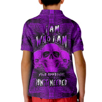 Skull Pattern Kid Polo Shirt I Am Who I Am Your Approval Isn't Needed - Wonder Print Shop