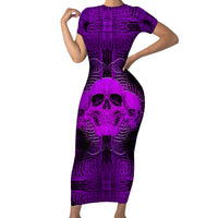 Skull Pattern Short Sleeve Bodycon Dress I Am Who I Am Your Approval Isn't Needed - Wonder Print Shop