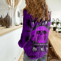 Skull Pattern Women Casual Shirt I Am Who I Am Your Approval Isn't Needed - Wonder Print Shop