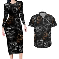 Skull Pattern Couples Matching Long Sleeve Bodycon Dress and Hawaiian Shirt Never Trust The Living - Wonder Print Shop