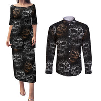 Skull Pattern Couples Matching Puletasi Dress and Long Sleeve Button Shirts Never Trust The Living - Wonder Print Shop