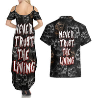 Skull Pattern Couples Matching Summer Maxi Dress and Hawaiian Shirt Never Trust The Living - Wonder Print Shop