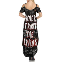 Skull Pattern Family Matching Summer Maxi Dress and Hawaiian Shirt Never Trust The Living - Wonder Print Shop