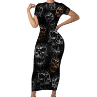 Skull Pattern Short Sleeve Bodycon Dress Never Trust The Living - Wonder Print Shop