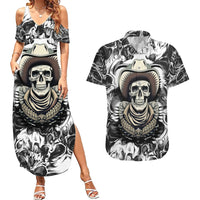 Skull Cowboy Couples Matching Summer Maxi Dress and Hawaiian Shirt Out Law - Wonder Print Shop