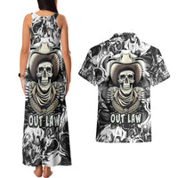 Skull Cowboy Couples Matching Tank Maxi Dress and Hawaiian Shirt Out Law - Wonder Print Shop